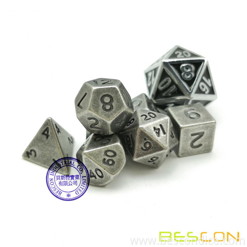 10mm Mini Solid Metal Dice Set Old Nickle 2 10mm Mini Solid Metal Dice Set Old Nickle 2